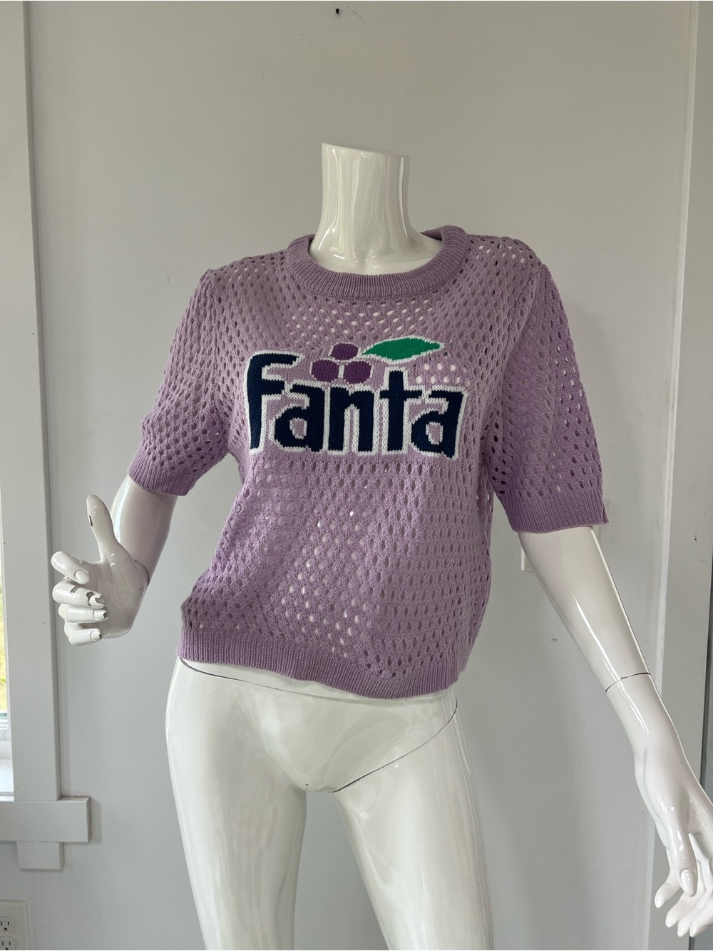 Coca Cola Lavender Knit cropped Top Fanta large dopamine Casual look